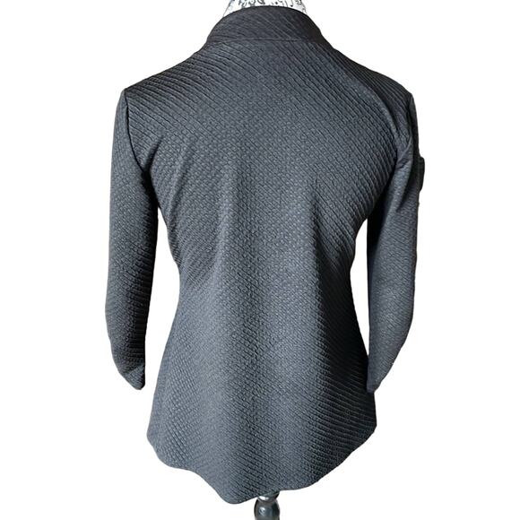 Peck & Peck Black Grommet Waffle design textured Jacket with Ruched Sleeves S - Picture 8 of 10